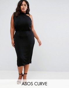 Асимметричное платье миди ASOS CURVE - Черный