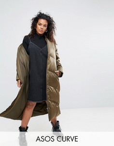 Удлиненная дутая куртка ASOS CURVE - Зеленый