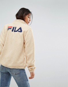 Свободная куртка из искусственной цигейки на молнии Fila - Кремовый