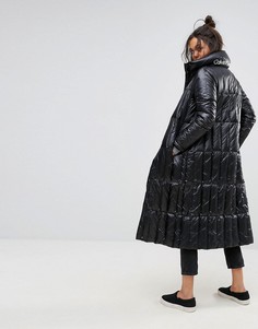 Удлиненная дутая куртка с логотипом Calvin Klein Jeans - Черный