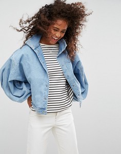 Синяя джинсовая куртка с пышными рукавами ASOS - Синий