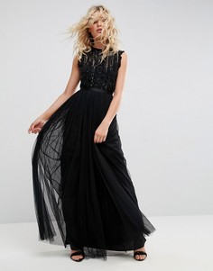 Декорированное платье с оборками Needle & Thread - Черный