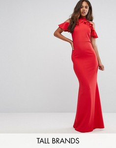 Платье макси с оборкой City Goddess Tall - Красный