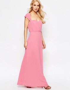 Шифоновое платье макси с вырезом сердечком Jarlo - Розовый