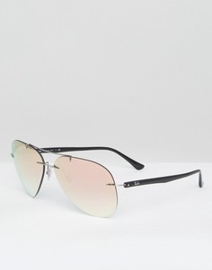 Солнцезащитные очки-авиаторы цвета розового золота без оправы Ray-Ban - Золотой