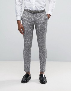 Супероблегающие брюки с бархатной цветочной отделкой Noose & Monkey - Серый