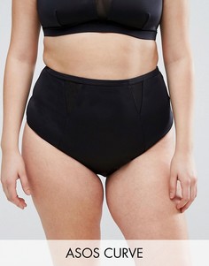 Поддерживающие плавки бикини с сетчатыми вставками ASOS CURVE - Черный