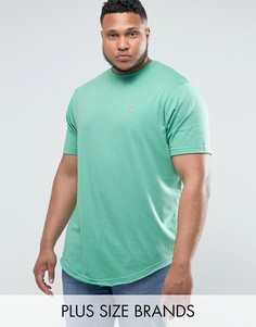 Длинная меланжевая футболка с асимметричным краем Le Breve PLUS - Зеленый