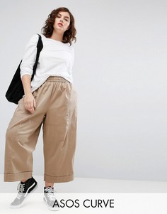 Чиносы свободного кроя с широкими штанинами ASOS CURVE - Бежевый