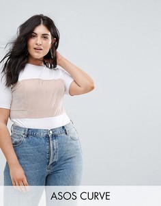 Боди с бархатным корсетом ASOS CURVE - Кремовый