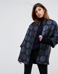 Пальто-кимоно в горошек Helene Berman - Черный