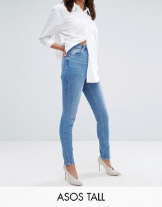 Джинсы слим в винтажном стиле с завышенной талией ASOS TALL FARLEIGH - Синий
