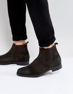 Замшевые ботинки челси коричневого цвета Selected Homme Oliver - Коричневый