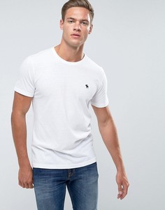Белая облегающая футболка с круглым вырезом и логотипом Abercrombie & Fitch - Белый