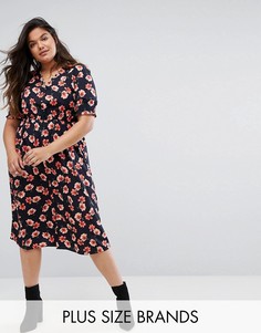 Платье миди с цветочным принтом Influence Plus - Черный