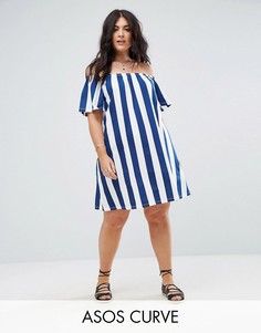 Сарафан в полоску с открытыми плечами ASOS CURVE - Мульти