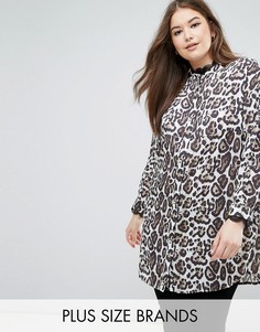 Удлиненная рубашка с леопардовым принтом Elvi - Мульти