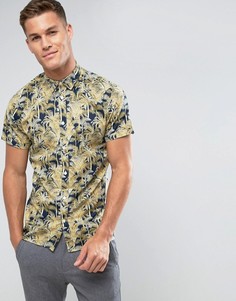 Рубашка с короткими рукавами и гавайским принтом Selected Homme - Темно-синий