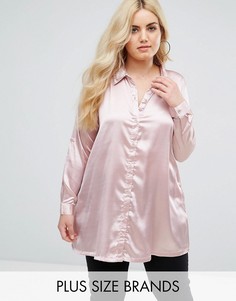 Атласная рубашка AX Paris Plus - Розовый