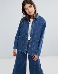 Свободная джинсовая куртка Wood Wood Nia - Синий