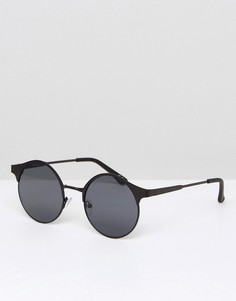 Круглые солнцезащитные очки в черной матовой металлической оправе ASOS - Черный
