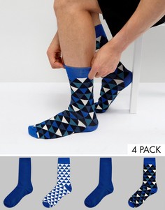 Набор из 4 пар носков с принтом Jack & Jones - Синий