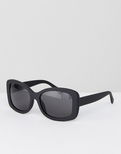 Черные квадратные солнцезащитные очки с резиновым покрытием ASOS - Черный