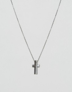 Ожерелье из разных металлов с подвеской-крестом ASOS - Серебряный