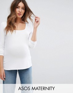 Лонгслив с квадратным вырезом ASOS Maternity - Белый