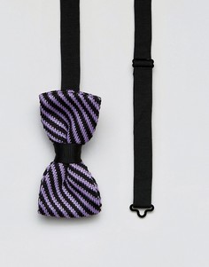 Трикотажный галстук-бабочка в полоску 7X - Фиолетовый