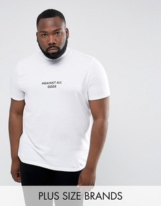 Футболка с высоким воротом и вышитой надписью ASOS PLUS - Белый