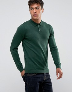 Зеленая облегающая футболка-поло ASOS - Зеленый