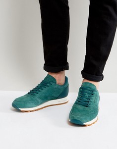 Зеленые кожаные кроссовки с резиновой подошвой Reebok Classic BD6014 - Зеленый