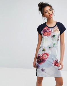 Платье-футболка с цветчоным принтом Ps By Paul Smith - Черный