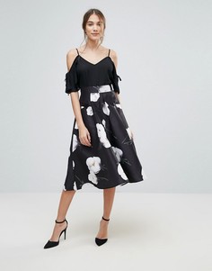 Юбка для выпускного с цветочным принтом Uttam Boutique - Черный