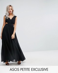 Платье макси с вырезами по бокам ASOS PETITE - Черный