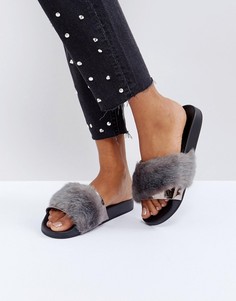 Шлепанцы из искусственного меха ALDO Gotta - Серый