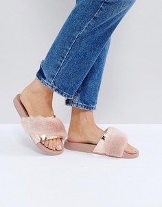 Розоватые шлепанцы из искусственного меха ALDO Gotta - Розовый