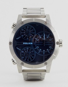 Мужские часы из нержавеющей стали с синим многофункциональным циферблатом Police - Серебряный