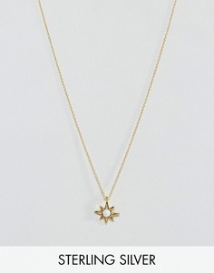 Ожерелье из позолоченного серебра с подвеской-звездой и искусственным опалом ASOS - Золотой