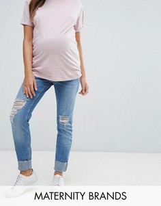 Джинсы с отворотами и посадкой над животом New Look Maternity - Синий