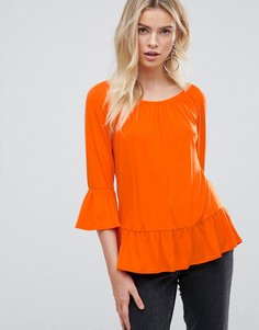 Топ с ярусными оборками на рукавах b.Young - Розовый