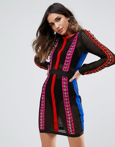 Облегающее платье мини со шнуровкой WOW Couture - Мульти