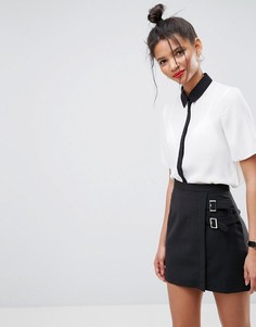 Блузка с короткими рукавами и контрастной планкой ASOS - Мульти
