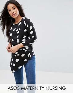 Асимметричный двухслойный топ с крупным звериным принтом ASOS Maternity NURSING - Мульти