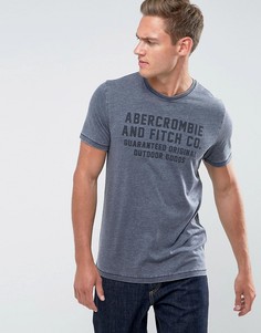 Темно-синяя облегающая футболка с логотипом Abercrombie & Fitch - Темно-синий