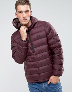 Бордовая пуховая куртка с капюшоном Abercrombie & Fitch - Красный
