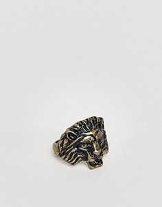 Золотистое кольцо со львом ASOS - Золотой