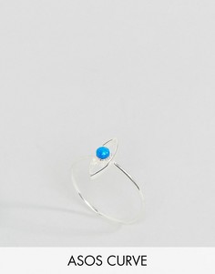Серебряное кольцо с искусственным опалом ASOS CURVE - Серебряный