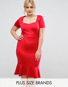Облегающее платье миди с вырезом сердечком Club L Plus - Красный